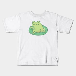 Frog With Cute Butt Resting On Lily Pad Kids T-Shirt